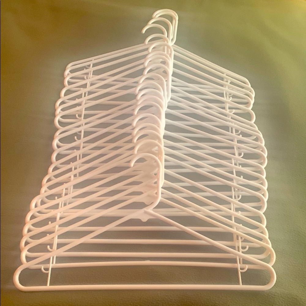 GUC white plastic tube hangers. Set of 20. Approximately 16 1/2” x 9 1/2”.